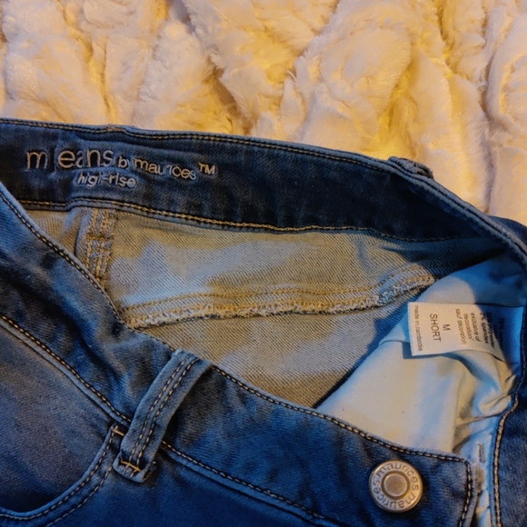 M by Maurices Women's Stretchy Distressed Jeans with Red and Black Plaid Patches - Picture 5 of 5